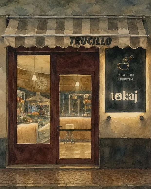 Illustrazione della facciata del bar Tokaj